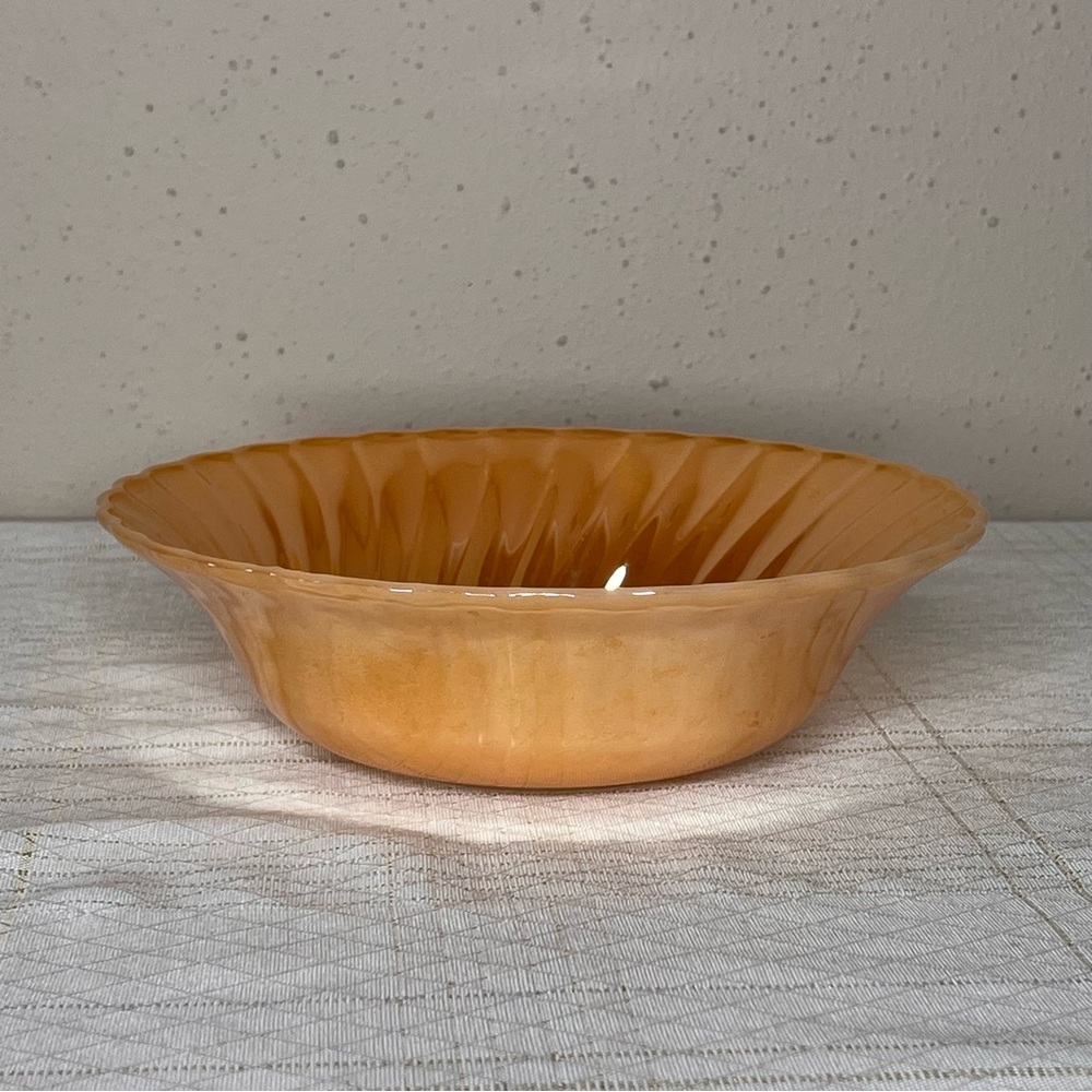 Vintage Anchor Hocking Fire-King Swirl Peach Luster 8.5" Serving Bowl